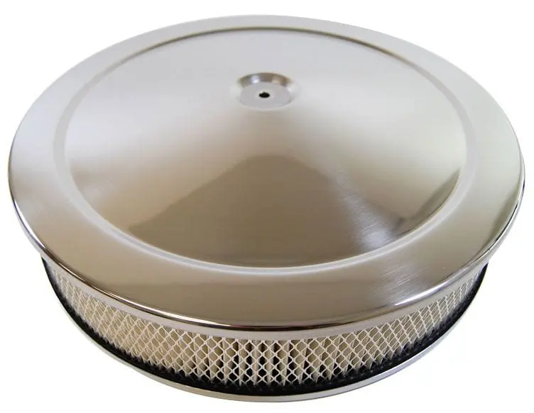 Chrome 6.375" X 2.5" Muscle Car Air Cleaner With Raised Base And Paper Filter 1