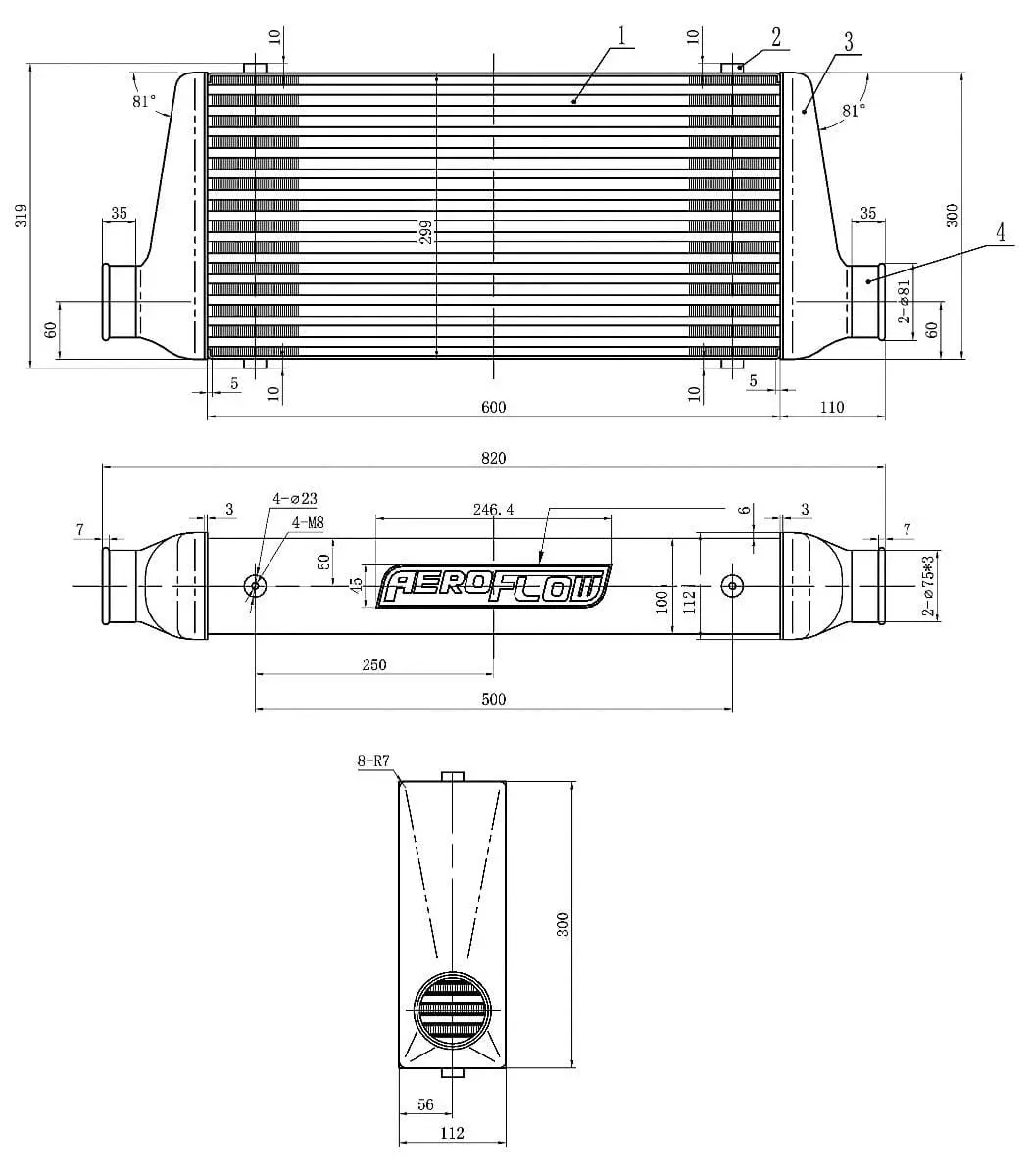 Af90-1001 Polished Aluminum Street Series Intercooler (450X300X76Mm) 2