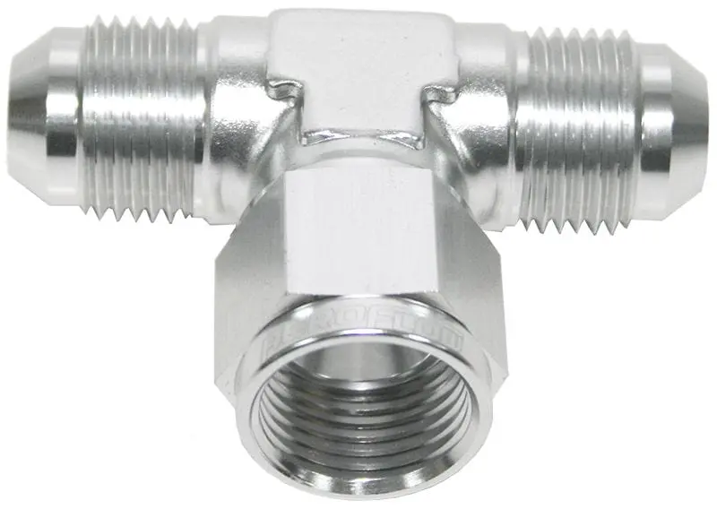 An Female Swivel Tee Fitting – -6An Size, Side-Outlet Configuration 1