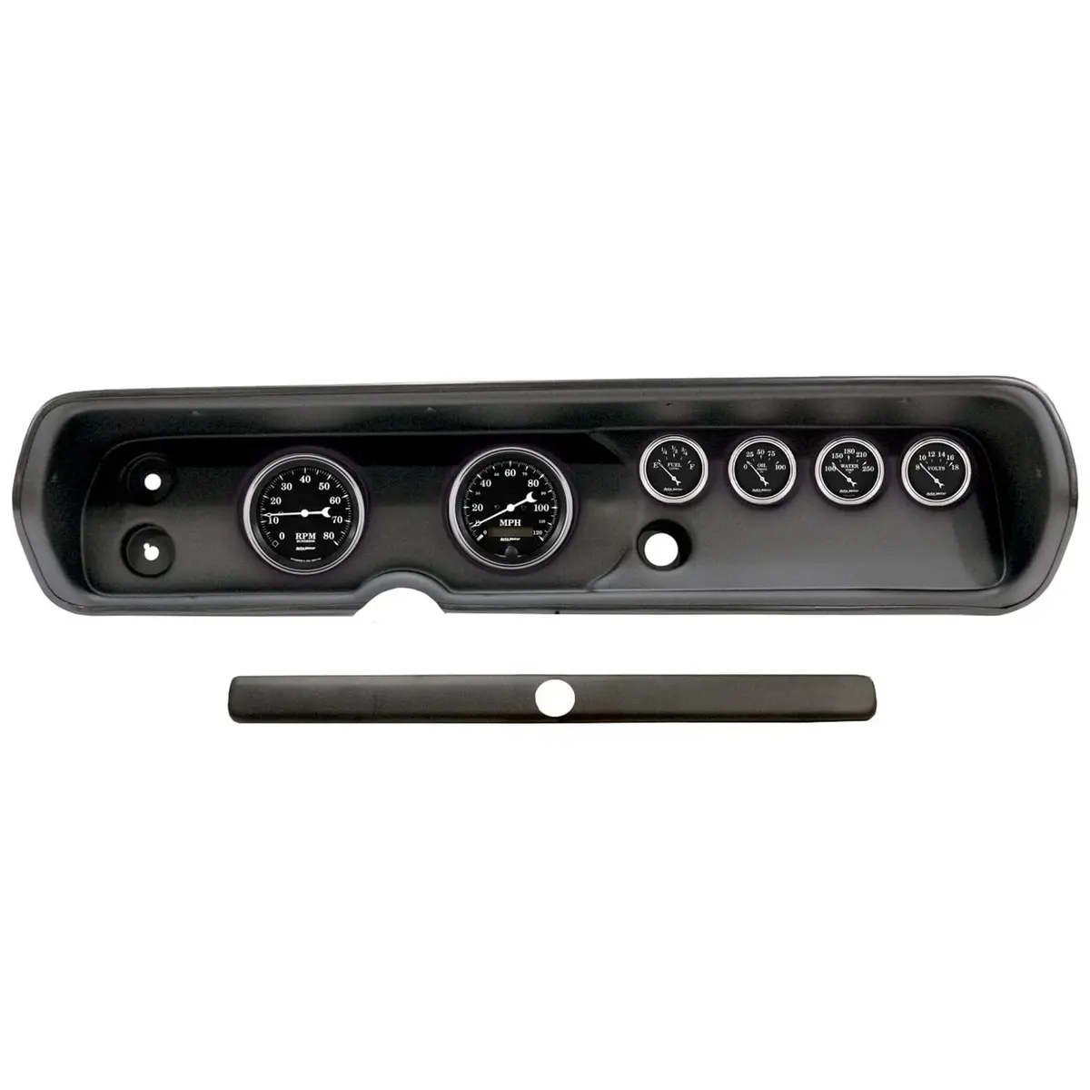 Autometer 2929-07 Old Tyme Black Instrument Cluster – Analog Gauges With Vintage Styling 1