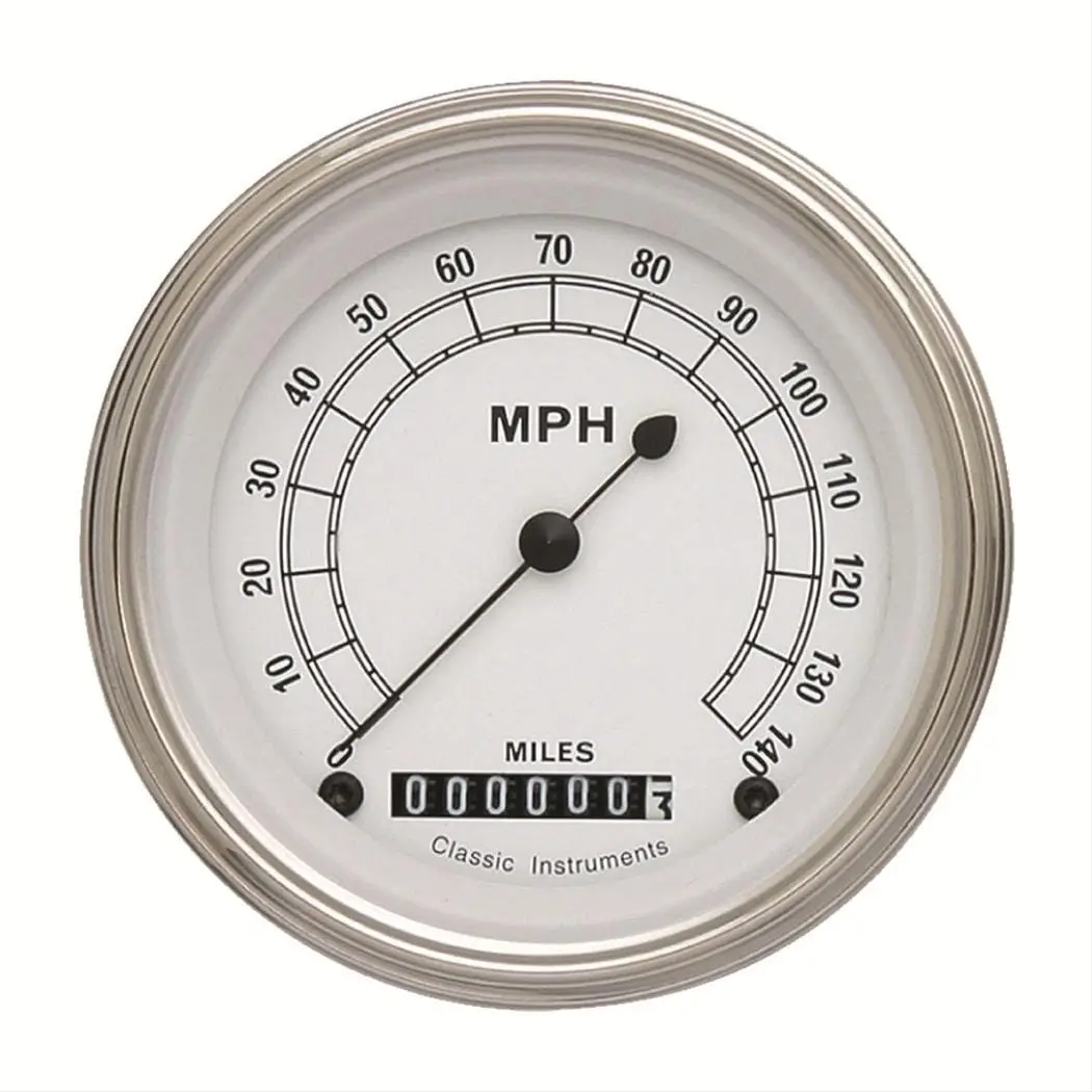 Classic Instruments Cw55Slf White Series Speedometer – 5" Electronic Gauge With Led Backlighting And Programmable Calibration 1