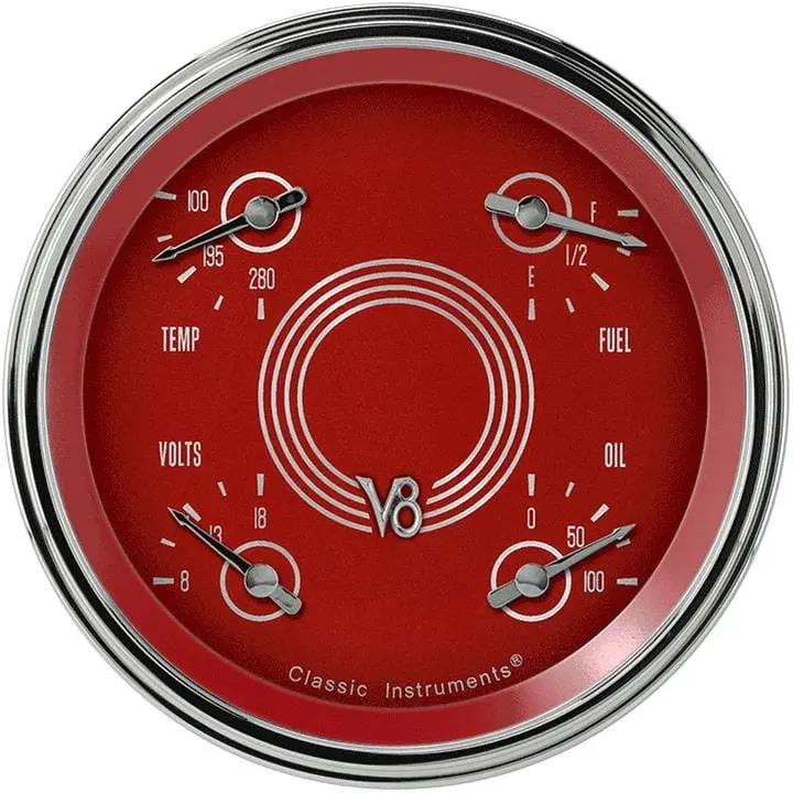 Classic Instruments V8Rs31Slc Red Steelie Series Gauge Cluster 1