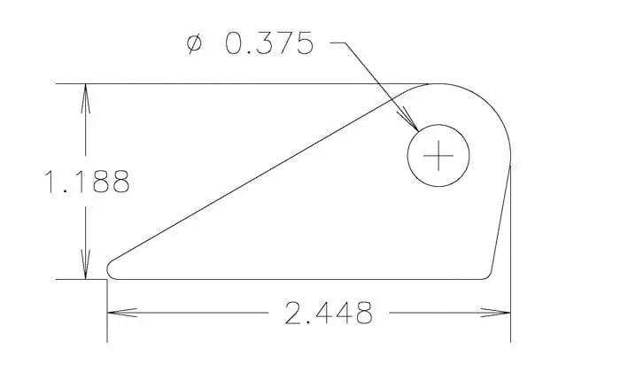 Flat Tab Mounting Bracket – 3/8" Hole, 3/4" Tall, 0.187" Thick (Mzct11018B) 1
